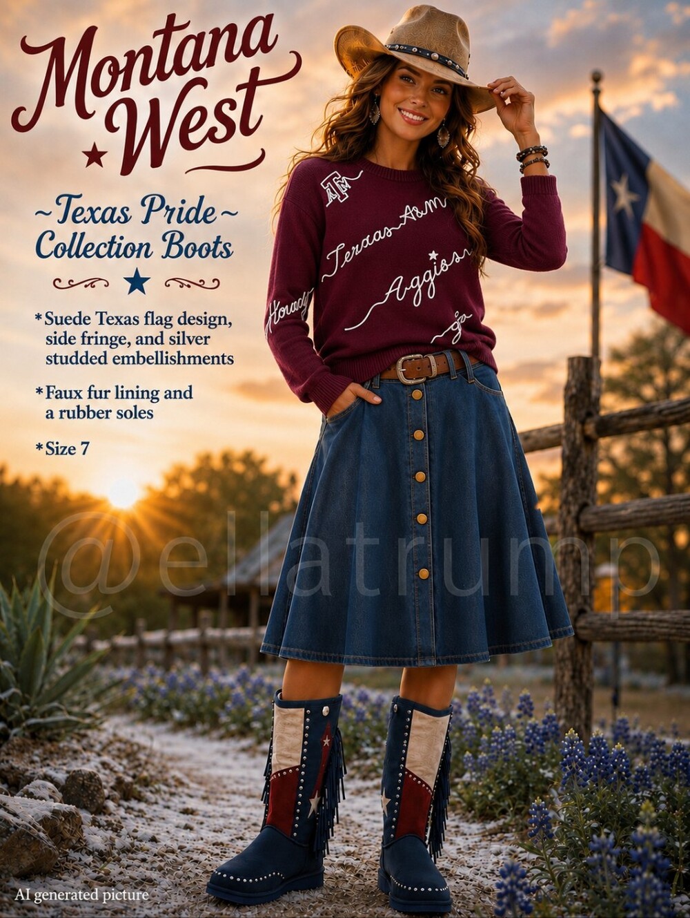 Montana West ~ Texas Pride Edition Collection Boots ~ Size 7